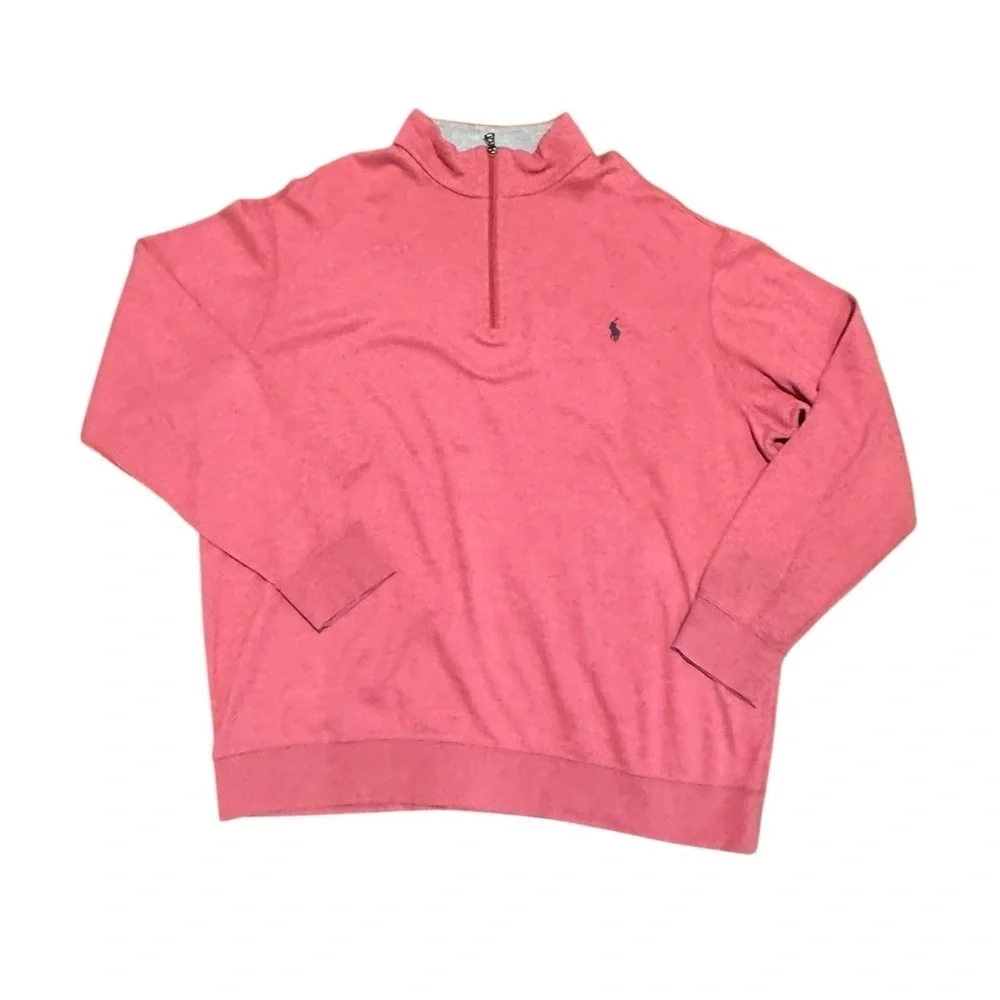 Polo by Ralph Lauren Performance Men's‎ Coral Zip-Up Sweater Size XLT Preppy